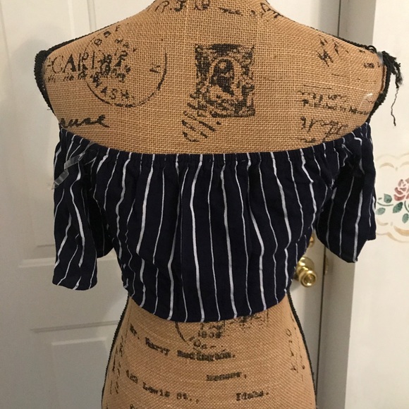 L.A. Hearts striped off the shoulder crop top - Picture 5 of 6